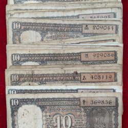 10 Rupees (Black Boat) Mix Governor Low Condition (54 Pcs) Lott #*107