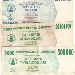 ZIMBABWE RARE ALL DIFFERENT DENOMINATION (5 NOTE SET)