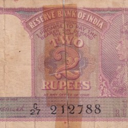 2 RUPEES GEORGE VI GOVERNOR C.D.DESHMUKH LOWEST CONDITION ( AS PER IMAGE )