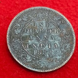 ONE QUARTER ANNA 1882 CALCUTTA MINT COIN