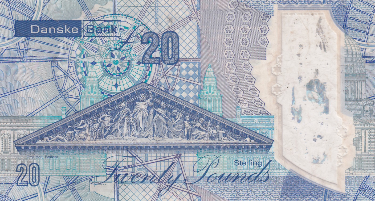 Northern Ireland 20 Pounds (Danske Bank) Rare Polymer Note#B2