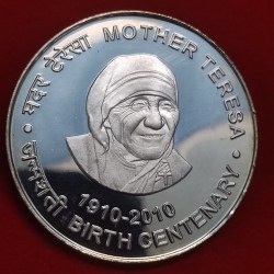 Alternative view of 100 RUPEE COIN MOTHER TERESA GEM UNC CONDITION WEIGHT 35 GMS 50℅ SILVER