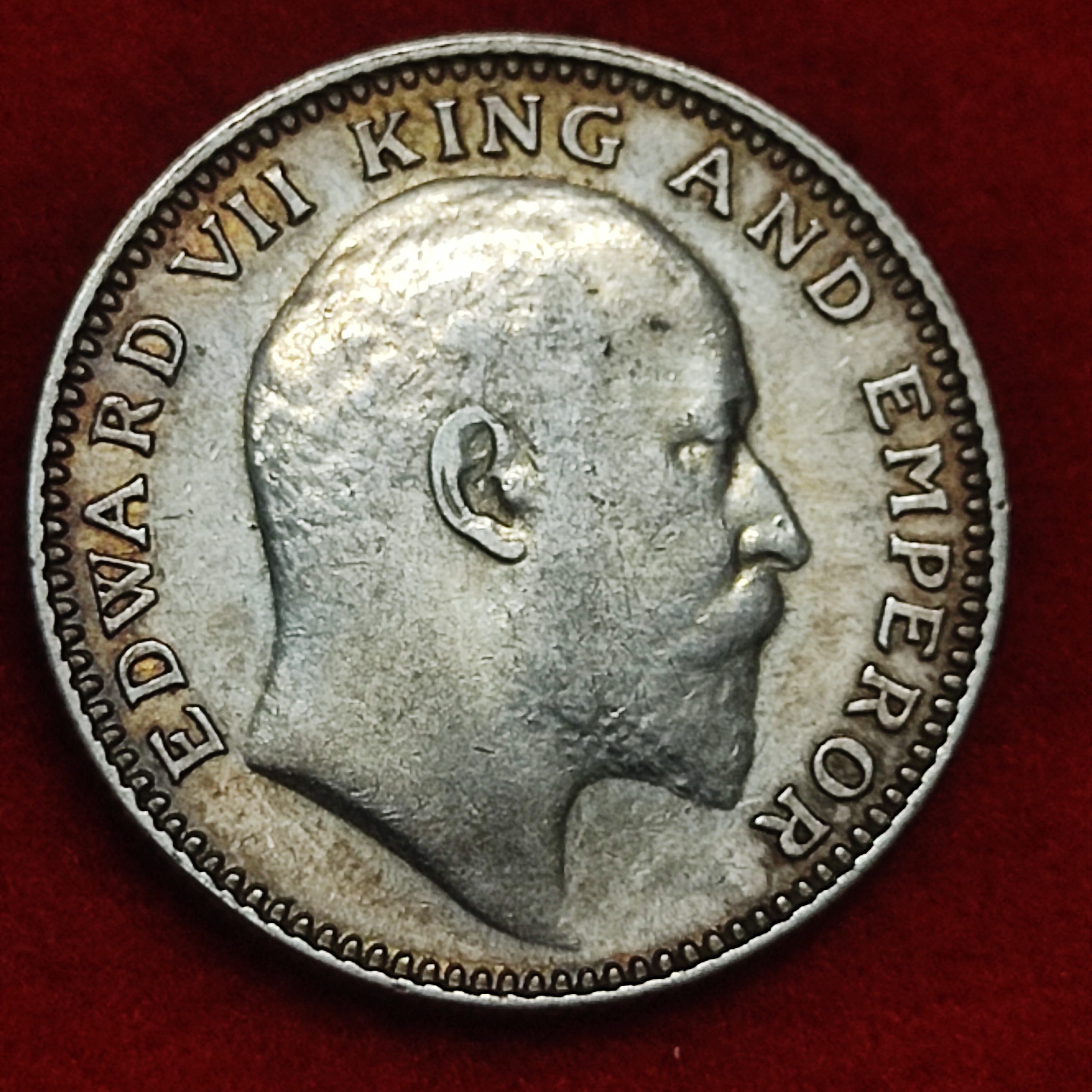 HALF RUPEE SILVER COIN EDWARD VII 1906 CALCUTTA MINT - Image 2