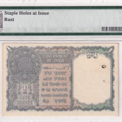 Alternative view of 1 Rupees 1940 George VI Governor C.e.jones Rare (PMG Grade 63)