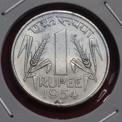 Alternative view of ONE RUPEE COIN 1954