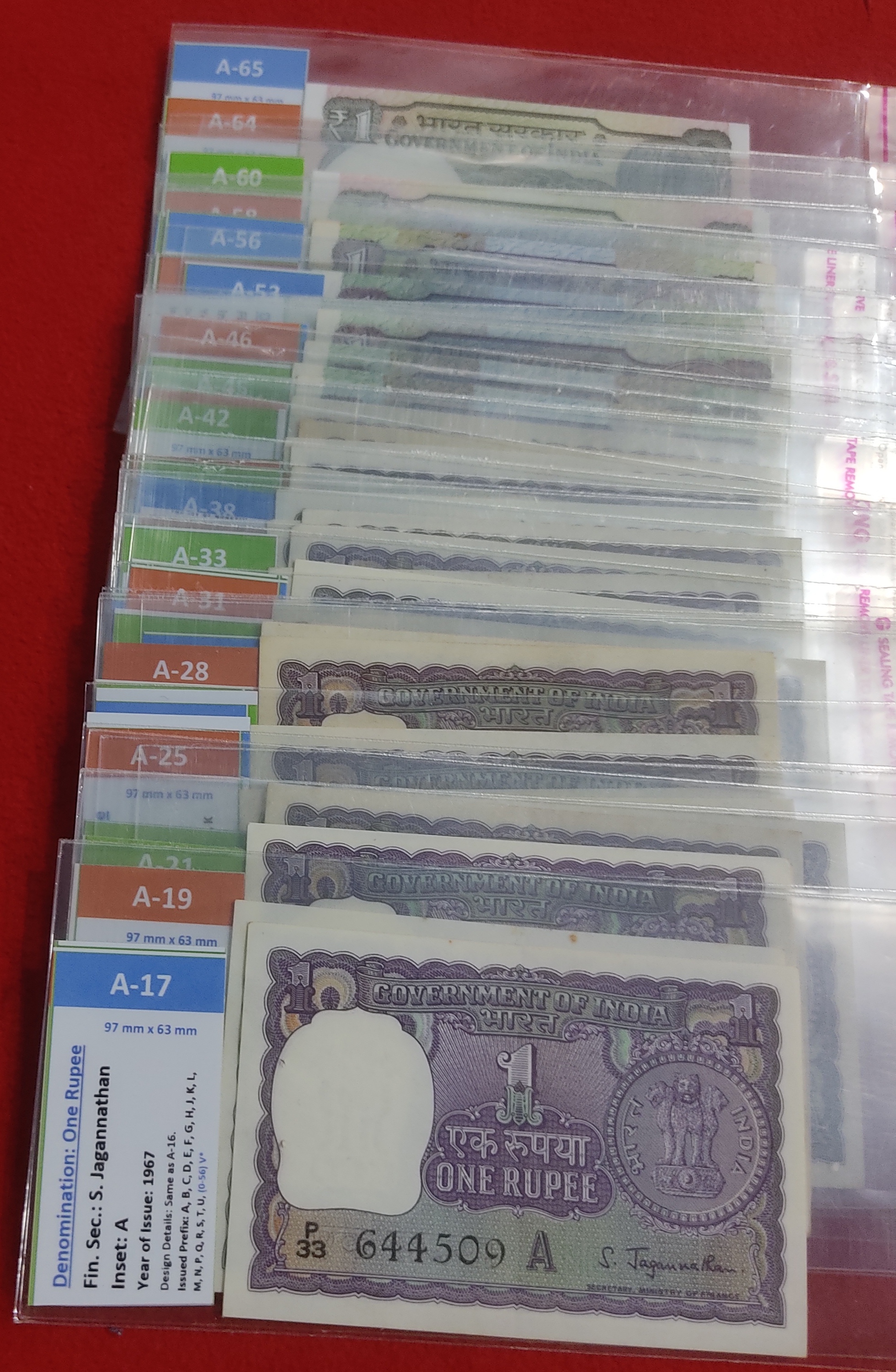 One Rupee Signature Set a -17 to a - 65