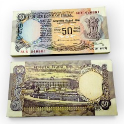 Rs 50 India Banknote Parliament Issue Gem Unc Serial Bundle Signed By S Venkataraman Inset A Unique and Rare