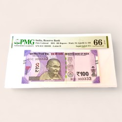 Rs 100 India Banknote Signed by Sanjay Malhotra Super Solid 3CC 333333 Gem Unc Ultra Unique and Rare