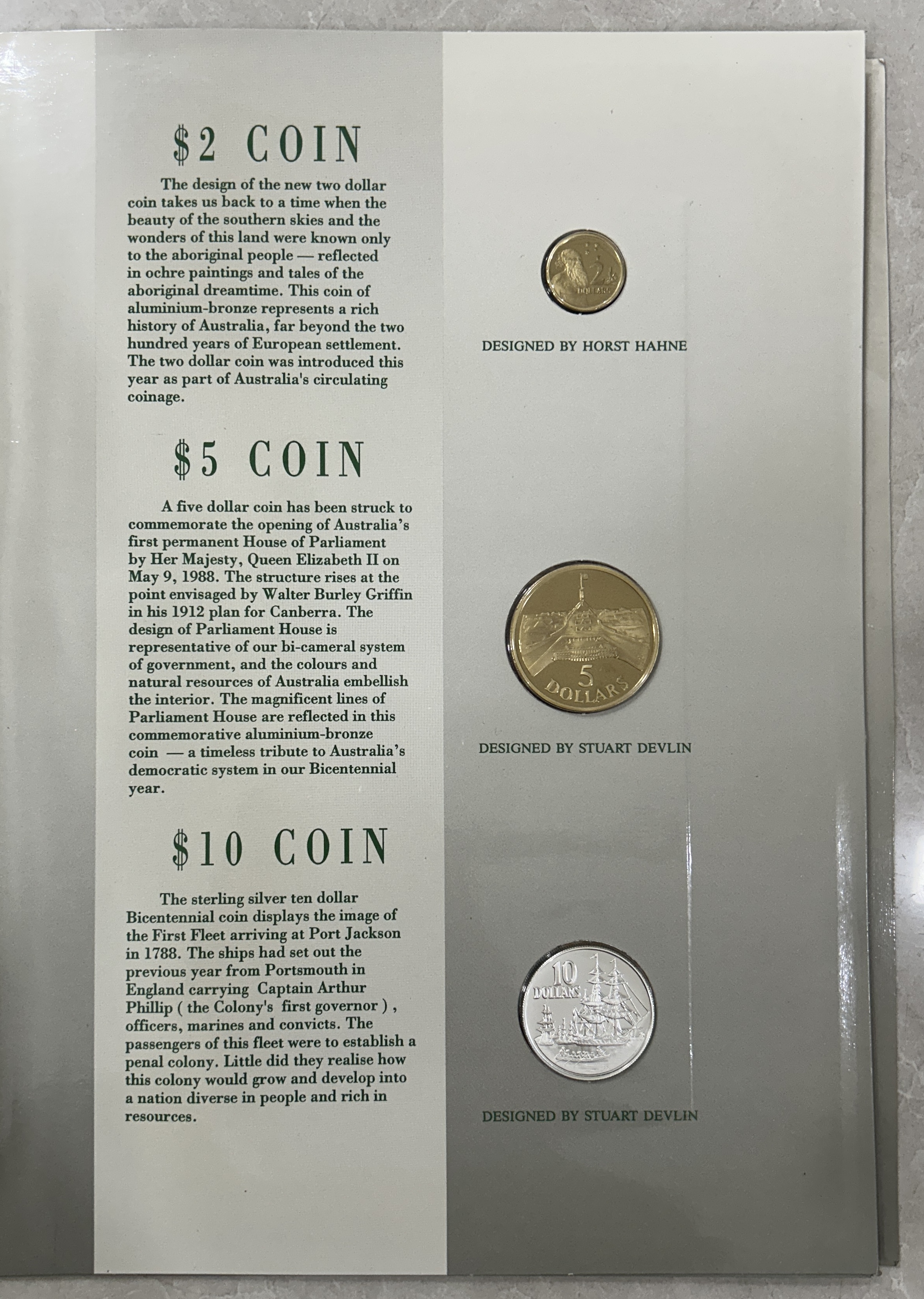 Royal Australian Mint 1988 First Combines presentation Of Bicentennial Coin & Note Collection - Rare (3 Coin+ 3 Note) Included 1 Coin Silver + 1 Note Polymer with Folder and Certificate