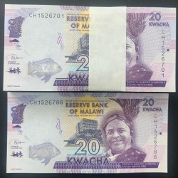 Malawi 20 Kwacha Rare GEM UNC Serial Packet with Fancy Number Ending 786