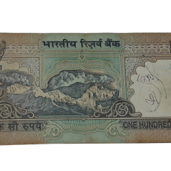 Alternative view of 100 Rupees GANDHI Series Sign BIMAL JALAN with "0" Prefix "600000" LAKHA FANCY Number in Used Condition.
