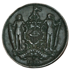 Alternative view of BRITISH NORTH BORNEO Bronze ONE CENT Year 1883 British Protectorate **RARE** High Collectable Grade.