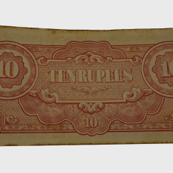 Alternative view of JAPAN 10 RUPEES [Burma Occupied] Featuring ANANDA TEMPLE **SCARE** Bank Note in Collectable Grade.
