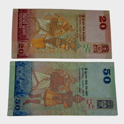Alternative view of SRILANKA 20 RUPEES & 50 RUPEES Birds Theme SET of 2 Bank Notes are in High Collectable Grades.