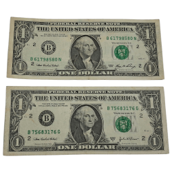 UNITED STATES OF AMERICA 1 DOLLAR Portrait of GEORGE WASHINGTON Bank Notes are in High Collectable Grades.