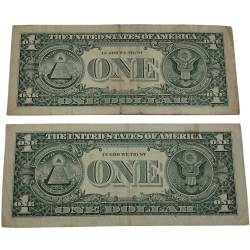 Alternative view of UNITED STATES OF AMERICA 1 DOLLAR Portrait of GEORGE WASHINGTON Bank Notes are in High Collectable Grades.