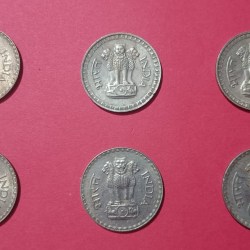 Alternative view of 1 Rs 1976 to 1982 six coins GEM UNC Condition