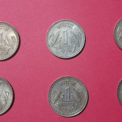 1 Rs 1976 to 1982 six coins GEM UNC Condition