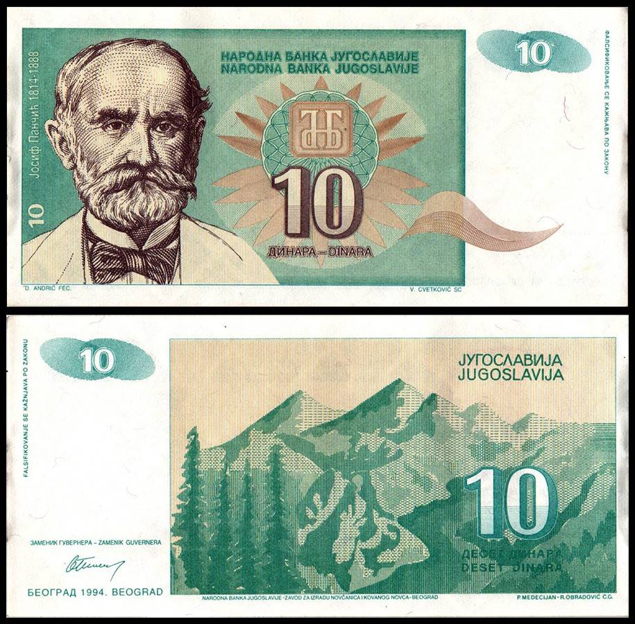 Yugoslavia 10 Dinara World Banknote 1994 P138 Used Unique and Rare