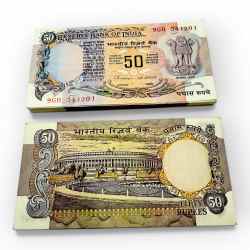 Rs 50 India Banknote Parliament Issue Gem Unc Serial Bundle Signed By C Rangarajan Inset C Unique and Rare