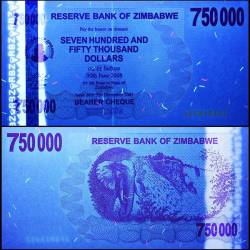 Alternative view of Zimbabwe 750000 Dollar Top Quality Gem Unc Ultra Rare High Denomination Currency Unique and Rare