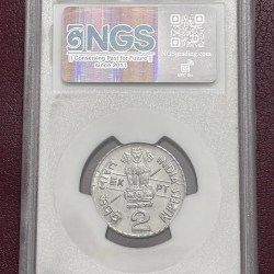 Alternative view of Extremely Rare 2 Rupees 2004 EXPT NGS Graded MS 63+ Hyderabad Mint Genuine Coin