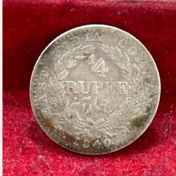 British-India ¼ Rupee -Victoria (Continuous Legends) 1840 Rare Silver Coin
