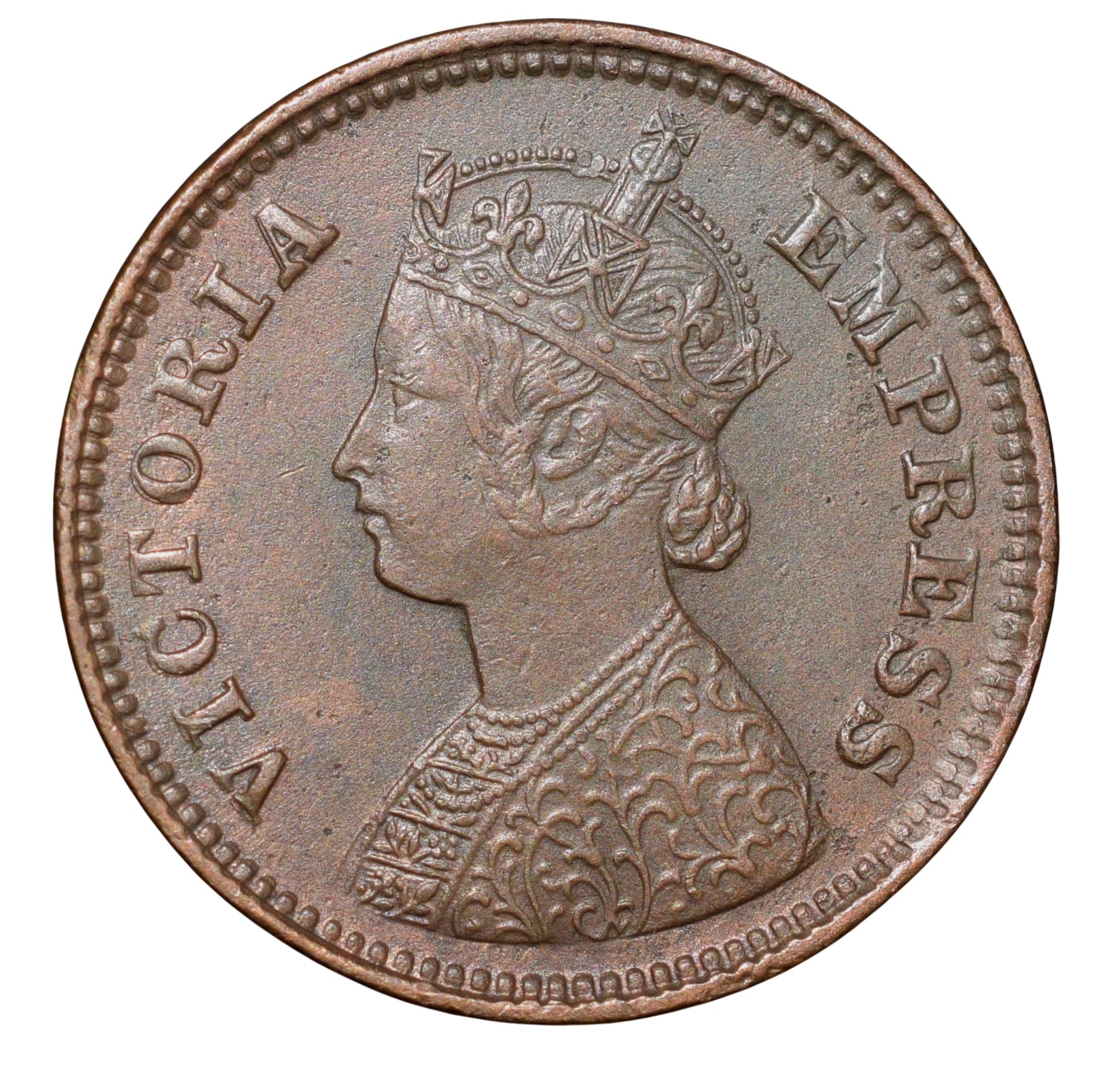 Copper 1/2 Pice of Victoria Empress (AD 1896) of Calcutta Mint About UNC Grade