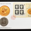 1 Crown 1840-1990 Penny Isle Of Man Post Office Official Stamp & Coin Cover UK