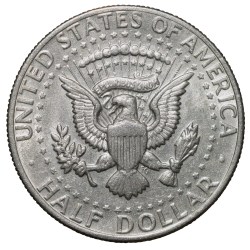 Alternative view of Copper-Nickel 1/2 Dollar of USA (AD 1974) with Portrait of John F. Kennedy