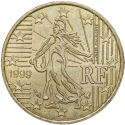Brass 10 Euro Cents of France Country (AD 1999) Beautiful Grade
