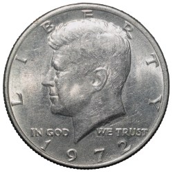 Alternative view of Copper-Nickel 1/2 Dollar of USA (AD 2001) with Portrait of John F. Kennedy