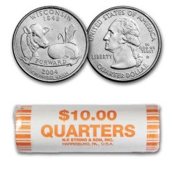 USA Roll 2004 D Wisconsin Statehood Quarter 40 Coin Roll Unique and Rare