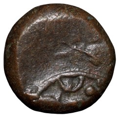 Copper Coin of Gingee Marathas(17th Cen.AD) with Crescent above Horse(off flan) Left K.Ganesh Ty.11.25