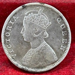 Alternative view of India - British ½ Rupee 1862 - Victoria Rare Silver Coin