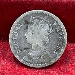 Alternative view of India - British ¼ Rupee 1887 - Victoria Rare Silver Coin