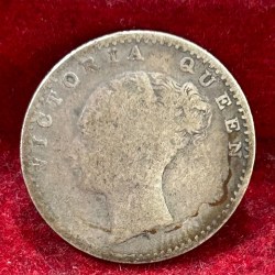 Alternative view of British-India ¼ Rupee -Victoria (Continuous Legends) 1840 Rare Silver Coin