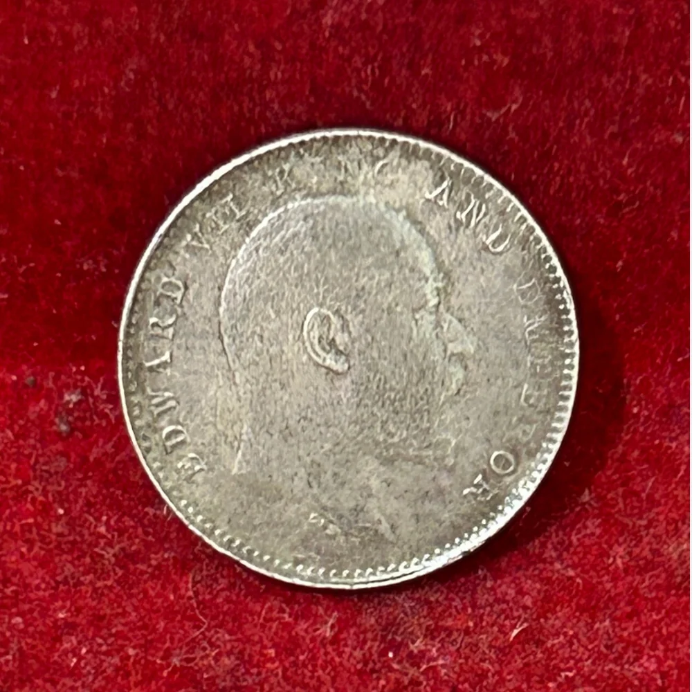 British-India 2 Annas (Edward VII) 1904 Rare Silver A-U Condition Coin