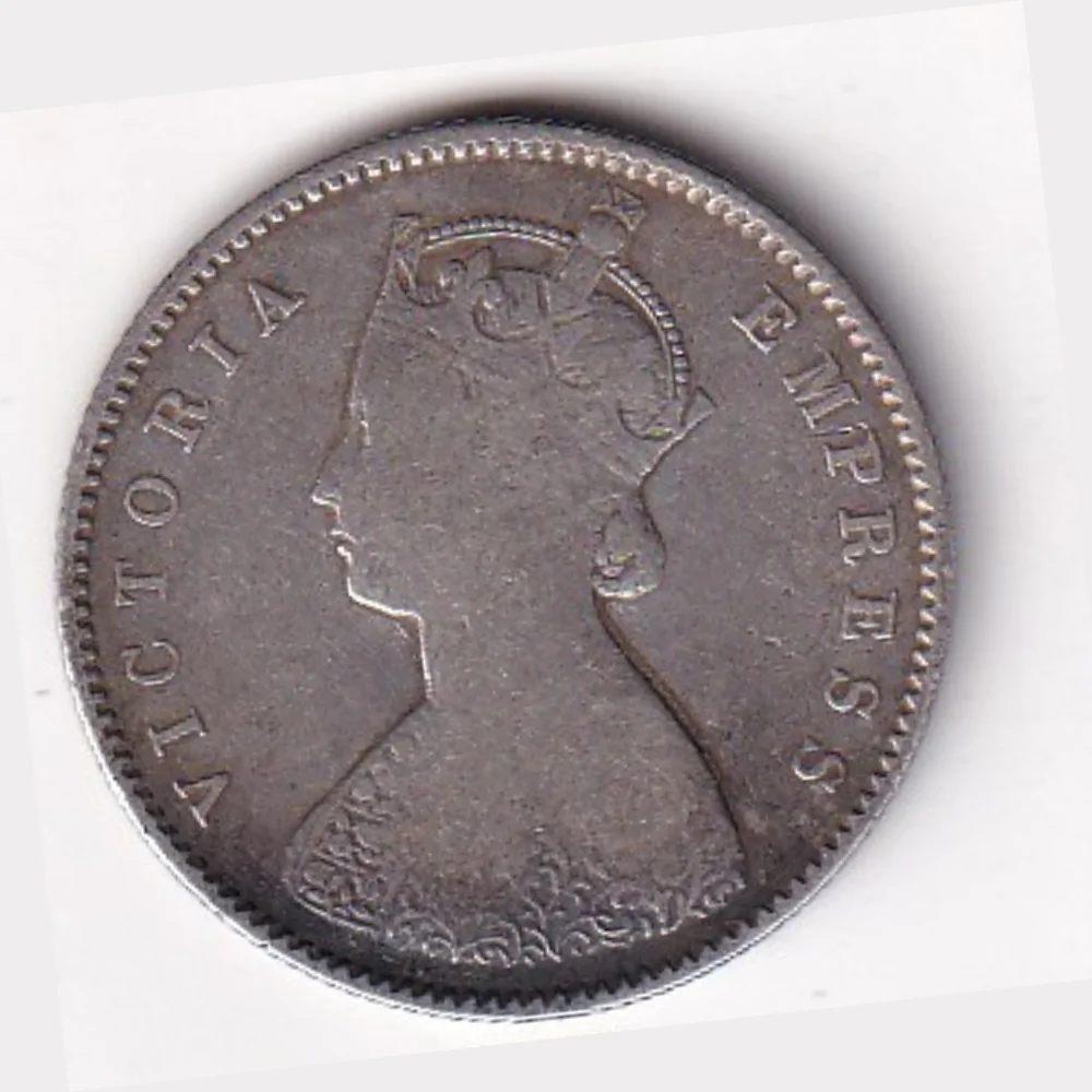 India - British ½ Rupee 1892 - Victoria Rare Silver Coin