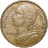 Brass 10 Centimes of France ( AD 1967) with Marianne face left
