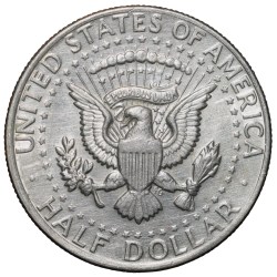 Alternative view of Copper-Nickel 1/2 Dollar of USA (AD 1972) with Portrait of John F. Kennedy