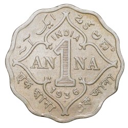 Alternative view of Copper-Nickel 1 Anna of George V (AD 1936) of Bombay Mint Beautiful Grade