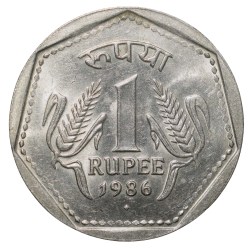 Copper-Nickel 1 Rupee of Republic India (AD 1986) of Bombay Mint Security Edge Scarce