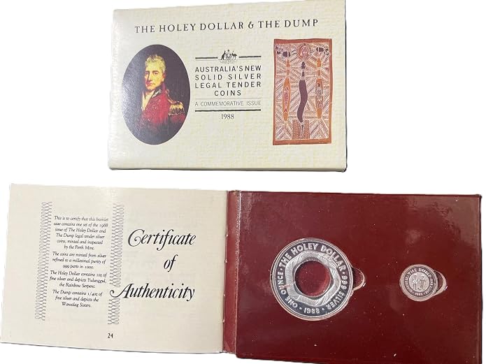 The Holey Dollar & the DUMP 1988 Australia ( 2 Silver Coin Set) the Perth Mint Rare - Image 4