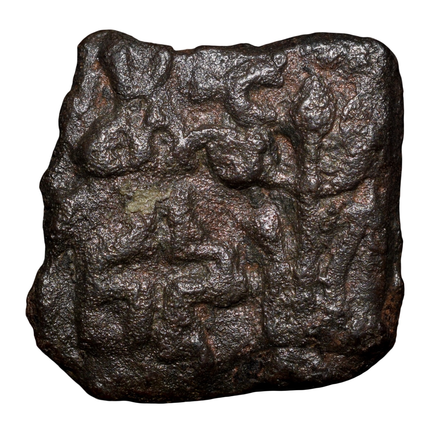 Cast Copper Kakani of Sunga Kingdom Universal(2nd cen BC) Type Multiple symbols - Image 2