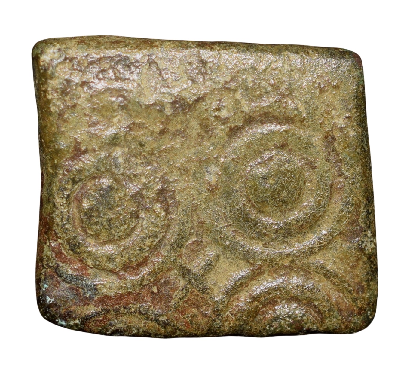 Copper Coin of Satakarni of Satavahan Dynasty (1st Cen. BC) from Vidarbha(Pusad) with Swastik & Triangular Headed above Elephant walking right/Ujjaini Symbol