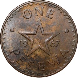 Alternative view of Bronze 1 Pesewas of Ghana Country (AD 1967) with Adowa Drums Scarce