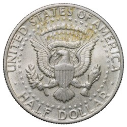 Alternative view of Copper-Nickel 1/2 Dollar of USA (AD 1974) with Portrait of John F. Kennedy