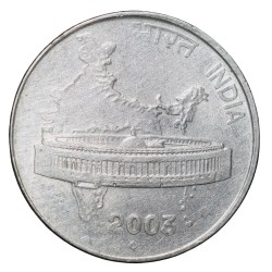 Stainless Steel 50 Paise of Republic India (AD 2003) of Bombay Mint Rare Date