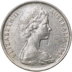 Alternative view of Nickel 5 Cents of Elizabeth II (AD 1967) from Australia with An Echidna (Ant Eater)